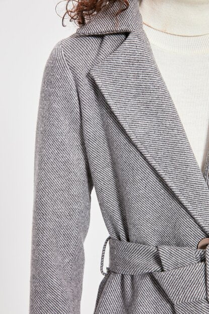 Women's Belted Grey Cachet Coat