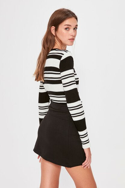 Women's Button Black Short Skirt