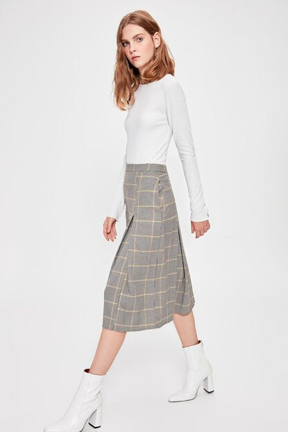 Women's Hounstooth Pattern Grey Skirt