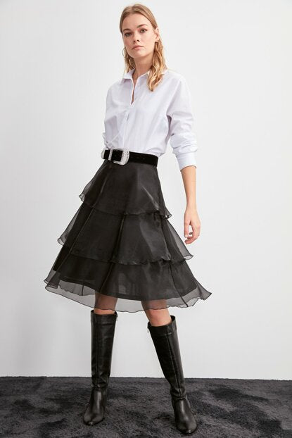 Women's Frill Black Short Skirt