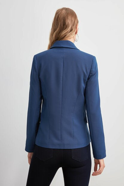 Women's Button Navy Blue Jacket