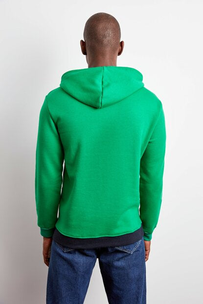 Men's Hooded Kangaroo Pocket Color Block Sweatshirt