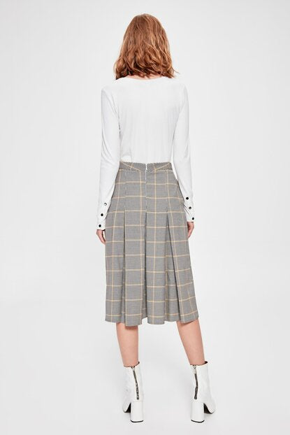 Women's Hounstooth Pattern Grey Skirt