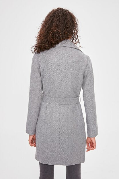 Women's Belted Grey Cachet Coat