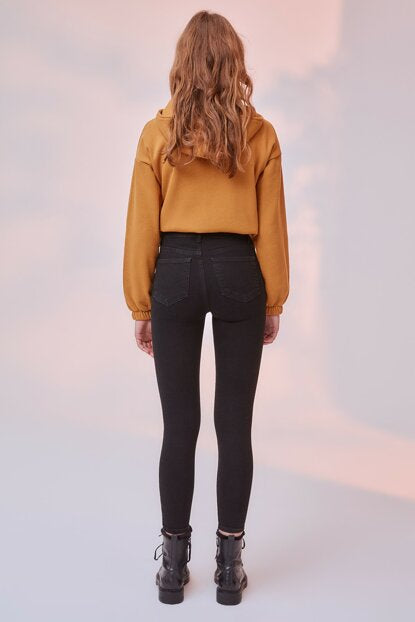 Women's High Waist Black Skinny Jeans