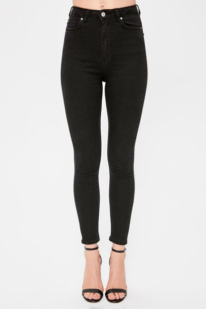 Women's High Waist Black Skinny Jeans