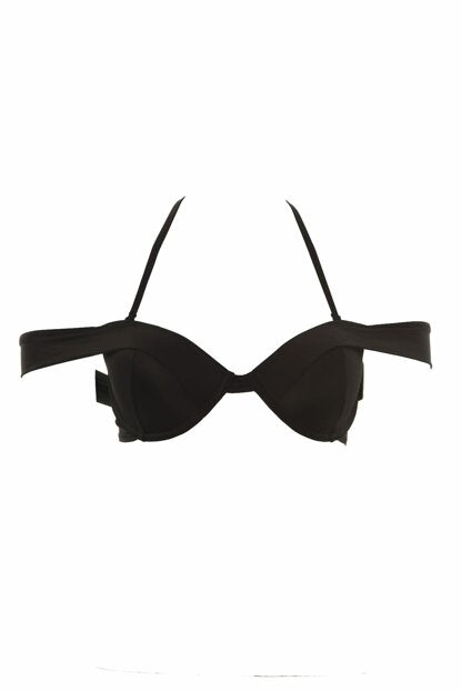 Women's Black Low-Shoulder Bikini Bra