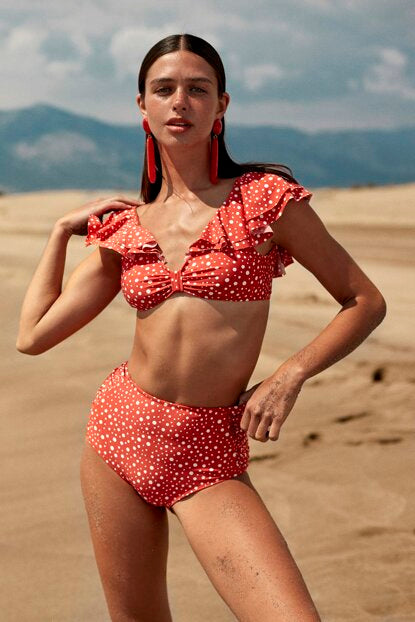 Women's Collar Detail Cinnamon Bikini Bra