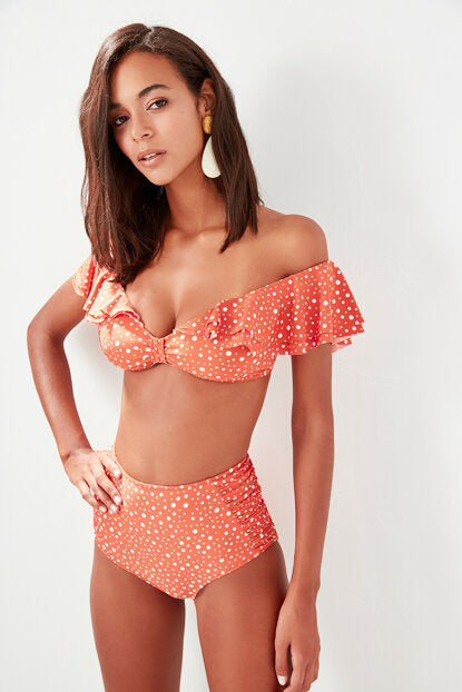 Women's High Waist Polka-Dot Cinnamon Bikini Briefs