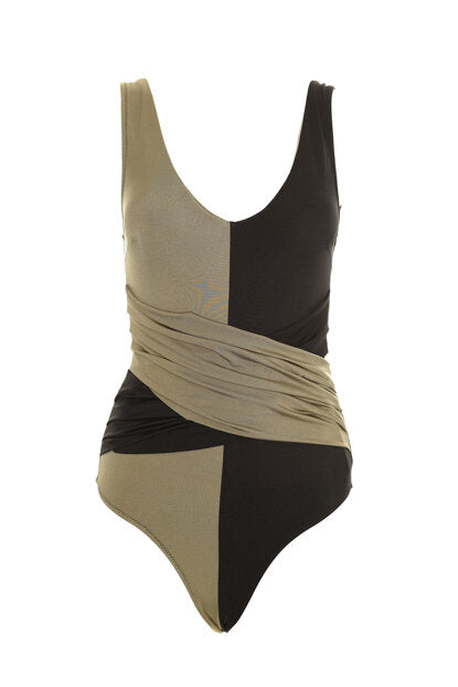 Women's Color Block Draped Swimwear
