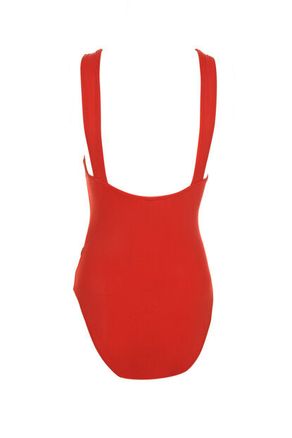 Women's Button Accessory Red Swimwear
