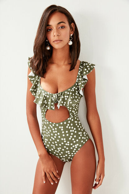 Women's Off Shoulders Polka-dot Swimwear