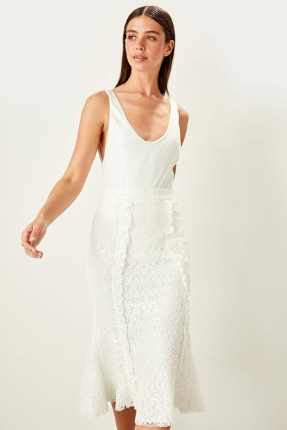 Women's Frill White Skirt