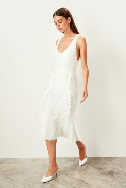 Women's Frill White Skirt