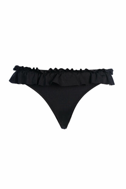 Women's Frilled Black Bikini Briefs