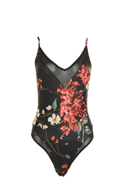 Women's Tulle Detail Patterned Swimwear