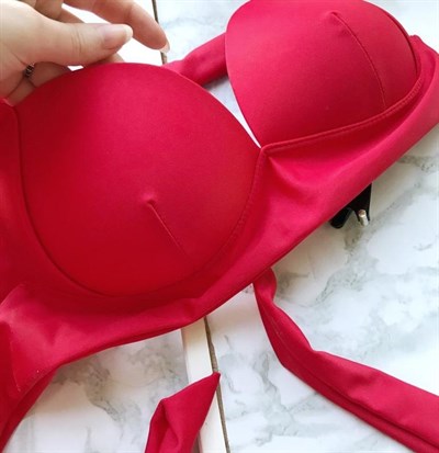 Women's High Waist Red Bikini Panty Bra Set