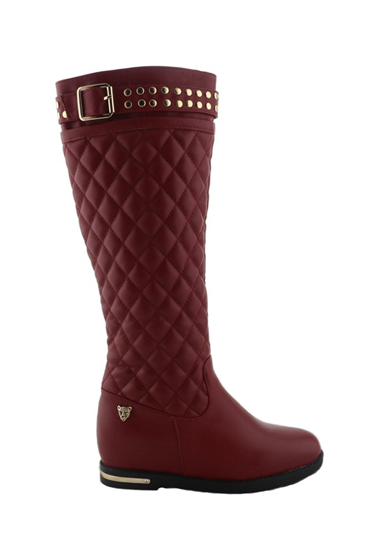 Women's Claret Red Long Boots
