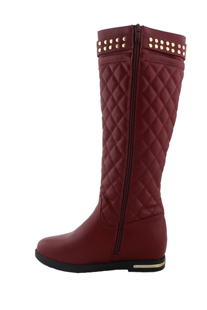 Women's Claret Red Long Boots