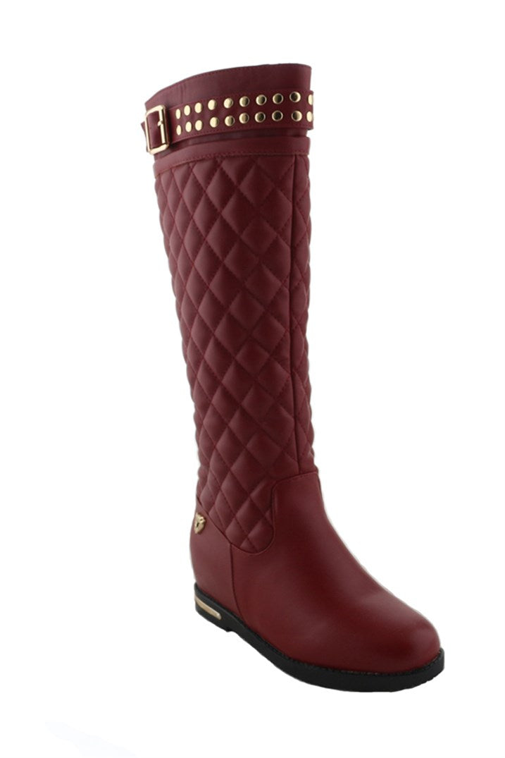 Women's Claret Red Long Boots