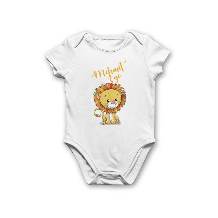 Baby's Lion Print White Bodysuit