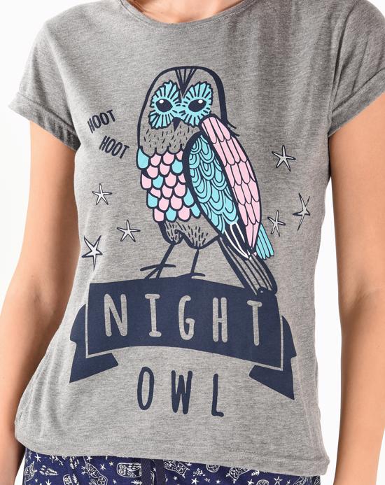 Women's Printed Navy Blue Pajama Set