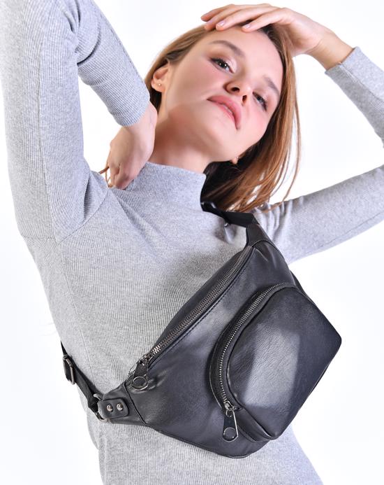 Women's Black Waist Bag