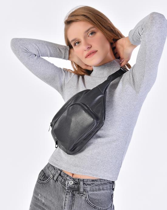 Women's Black Waist Bag