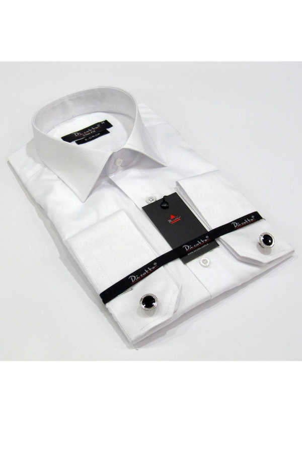 Men's Cufflinks White Slim Fit Shirt