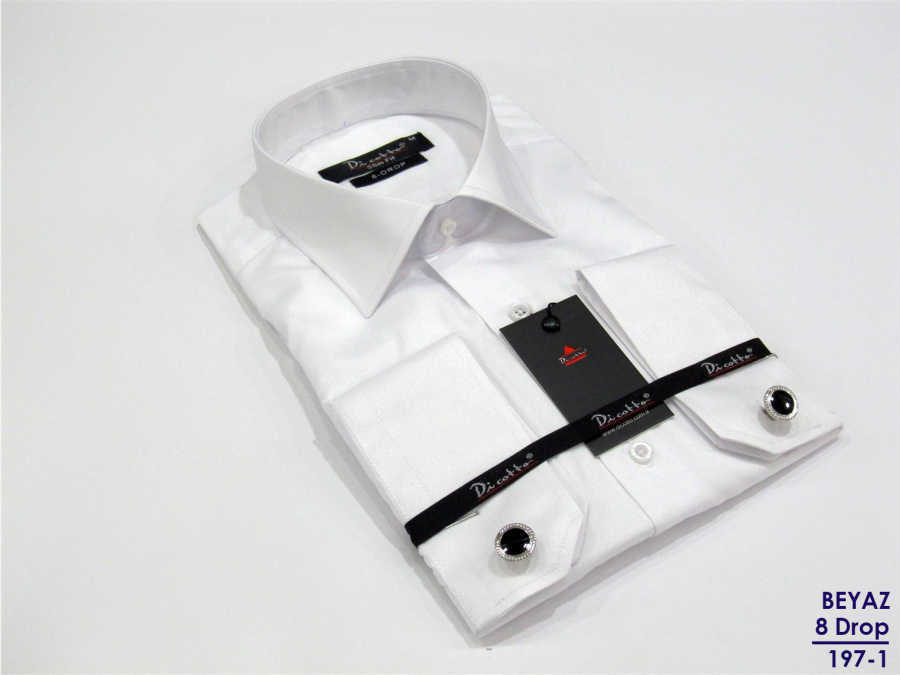 Men's Cufflinks White Slim Fit Shirt