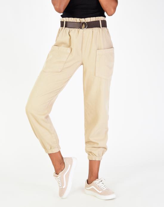 Women's Pocket Beige Pants