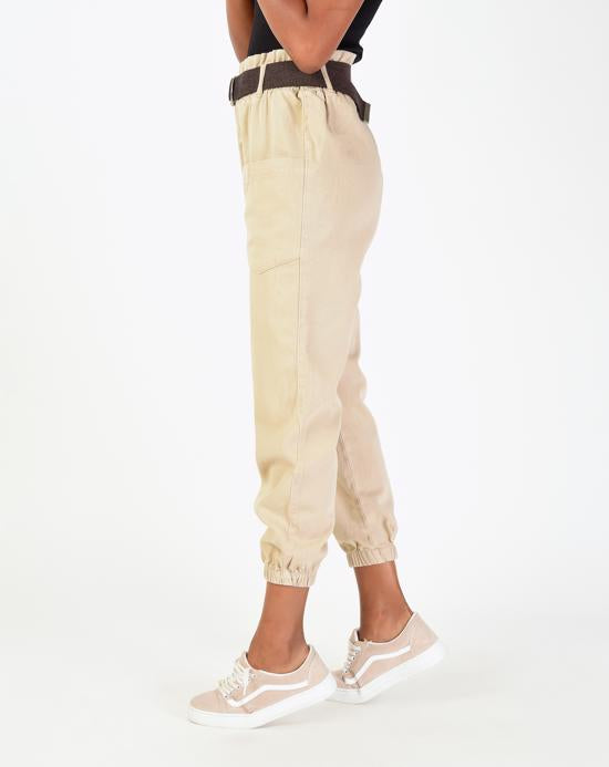 Women's Pocket Beige Pants