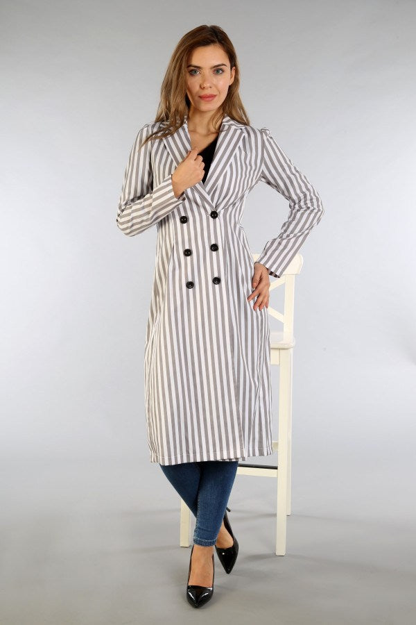 Women's Striped Button Jacket