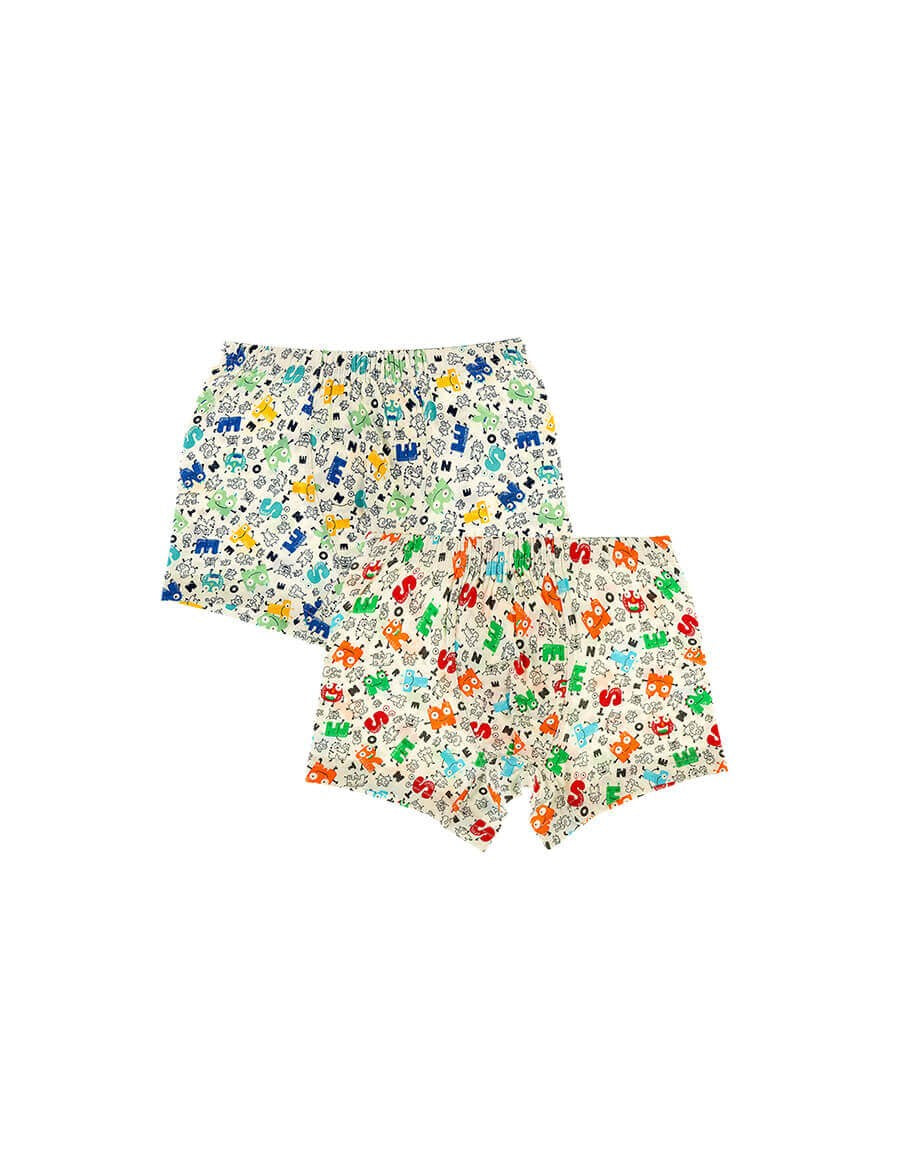 Boy's Letter Print Boxer- 2 Pieces