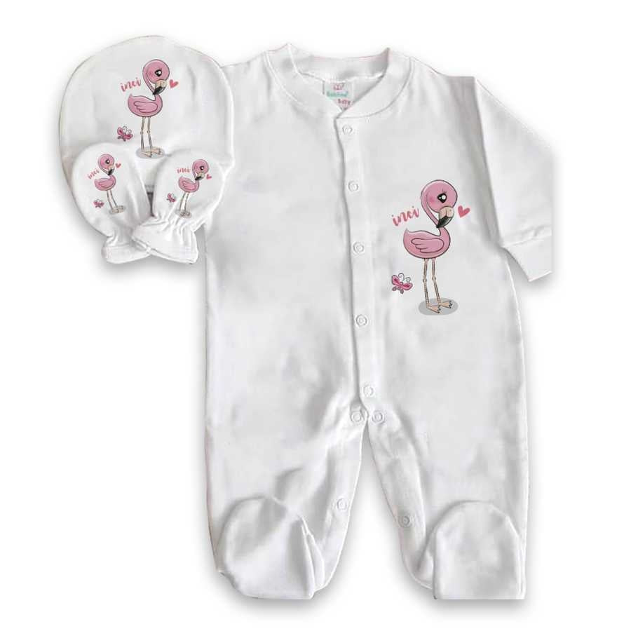 Baby Girl's Flamingo Print Romper Set