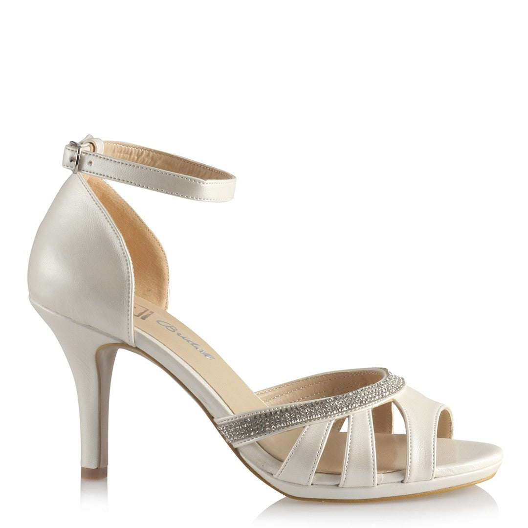 Women's Gemmed Classic Off-White Bridal Heeled Shoes