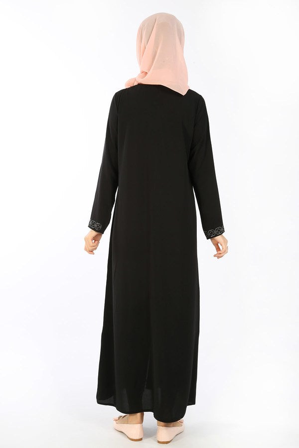 Teen Girl's Gemmed Black Full Coat