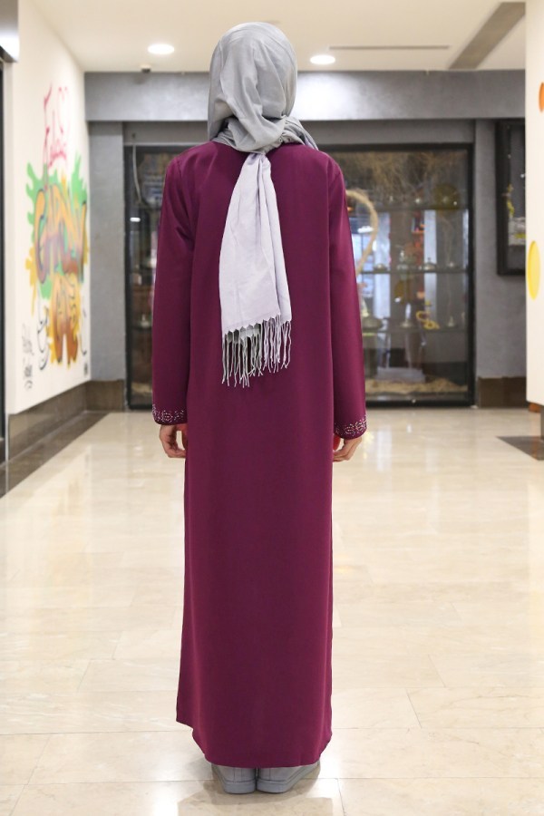 Teen Girl's Gemmed Damson Full Coat