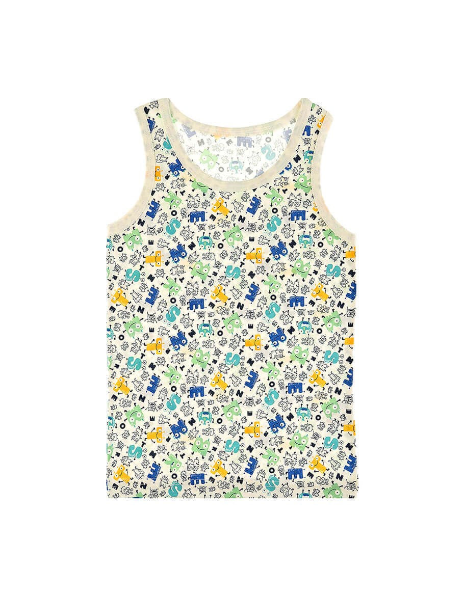 Boy's Letter Print Sleeveless Undershirt- 2 Pieces