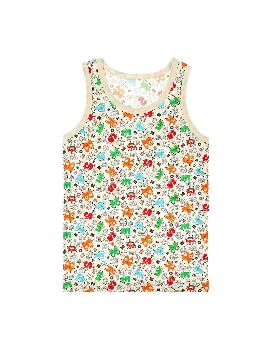 Boy's Letter Print Sleeveless Undershirt- 2 Pieces