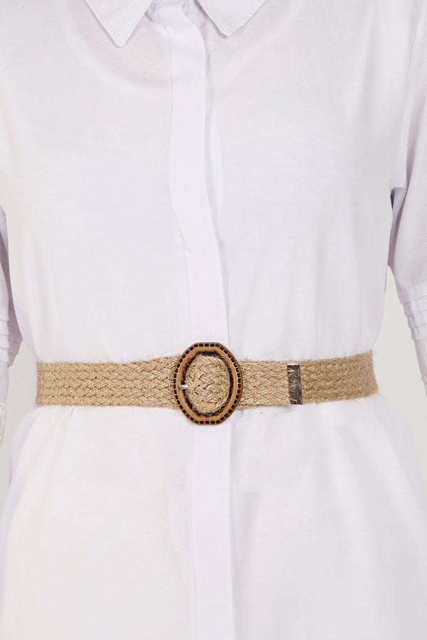Women's Buckle Straw Belt