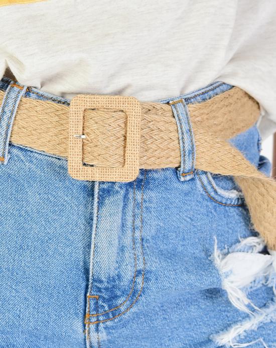 Women's Buckle Straw Belt