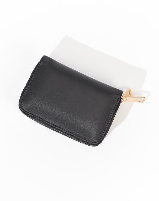 Women's Double Zipper Black Wallet