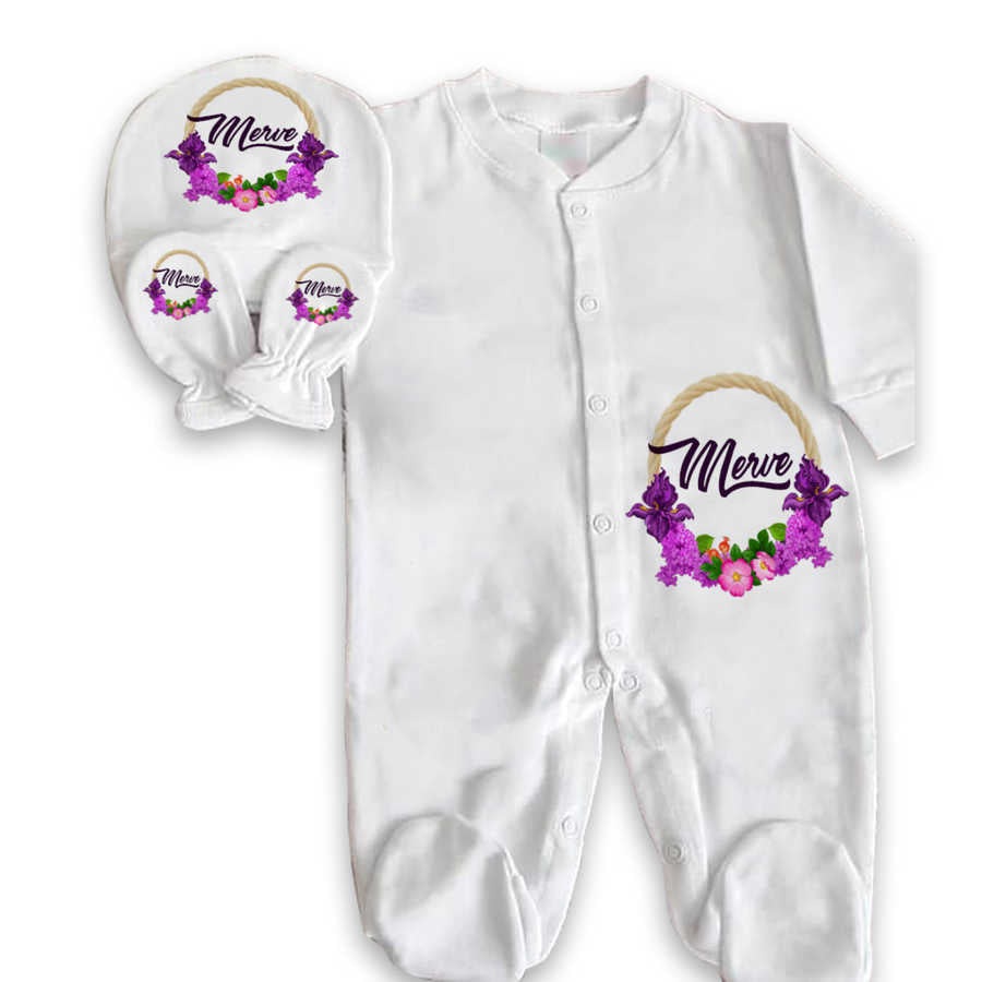 Baby Girl's Personalized White Romper Set