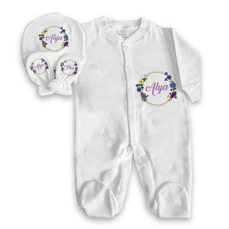 Baby Girl's Personalized White Romper Set