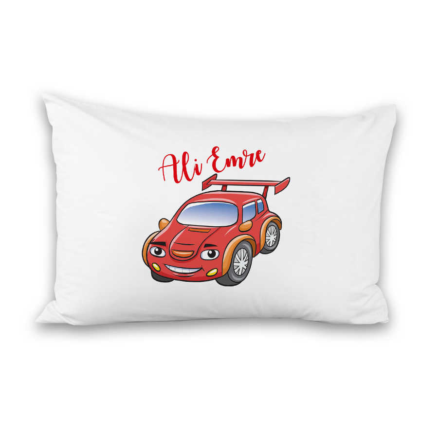 Baby Boy's Red Car Print White Pillow