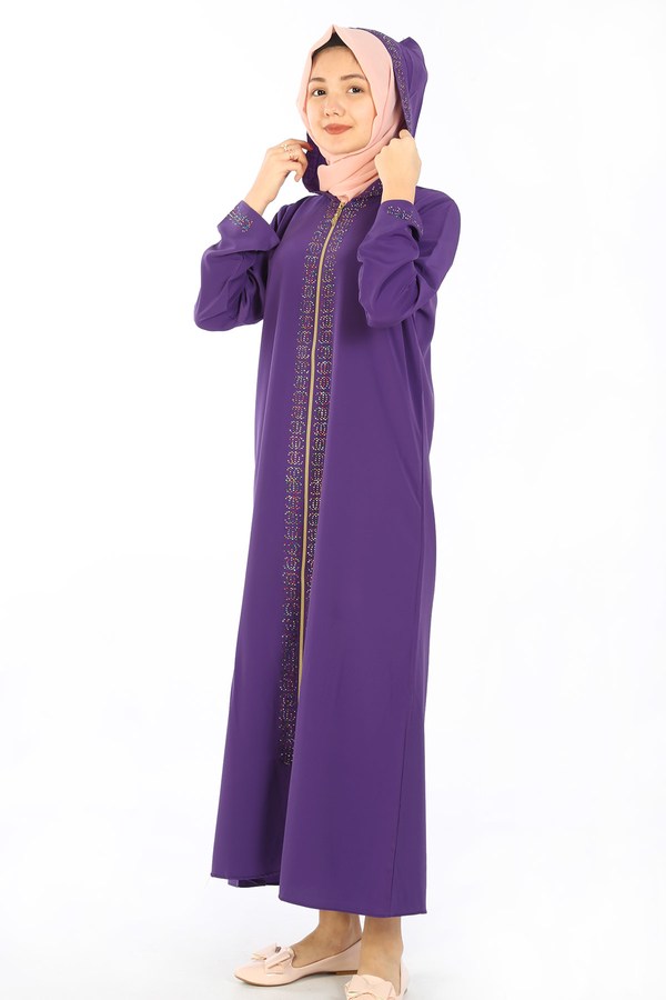 Teen Girl's Hooded Purple Full Coat