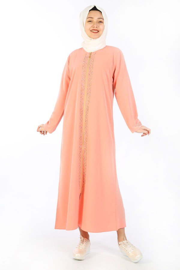 Teen Girl's Hooded Light Pink Full Coat