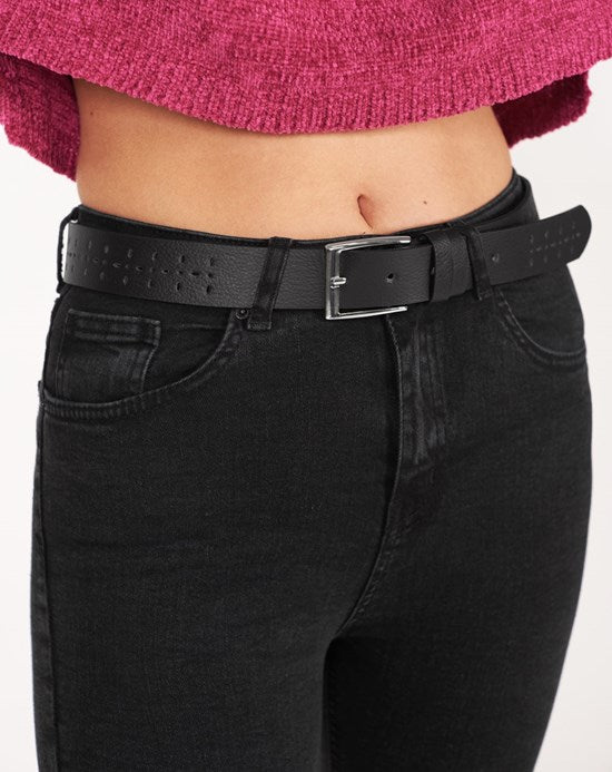 Women's Perforated Black Belt