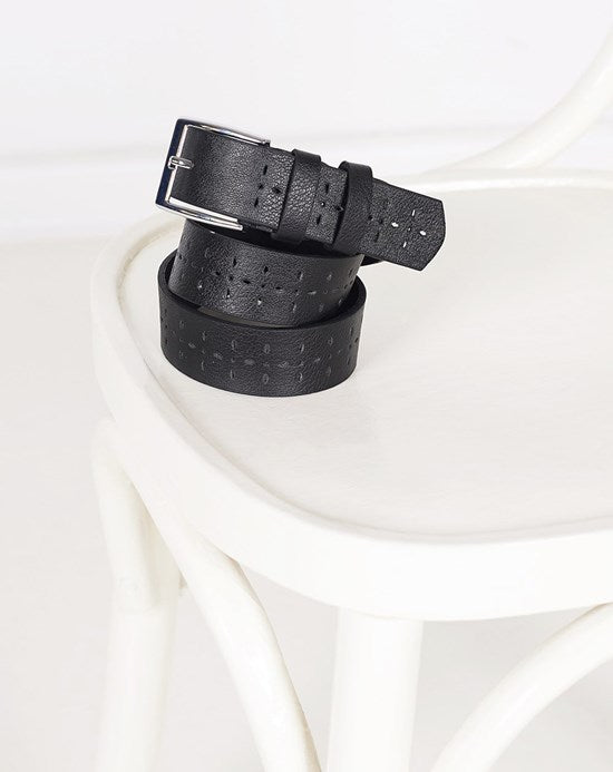 Women's Perforated Black Belt